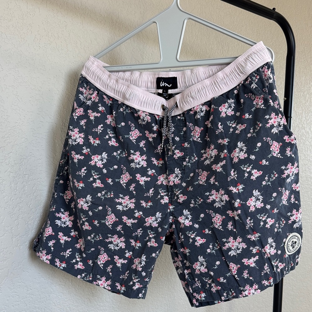 Imperial Motion Floral Swim Trunks - Black and Pink